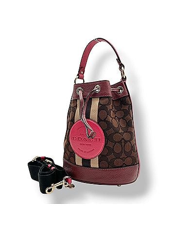 Coach COACH C7084 Dempsey Bucket 19 Signature Jacquard Bag Shoulder Handbag Crossbody Leather Brown Purple Pink Women's S49 (view 1)