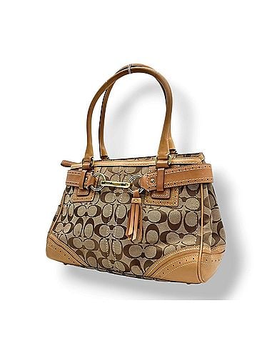 Coach COACH Hamptons Signature Medium Carryall 10507 Tote Bag, Beige/Brown Canvas/Leather, Women's Shoulder Gold Hardware, C0773 S76 (view 1)