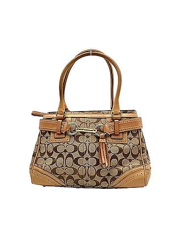 Coach COACH Hamptons Signature Medium Carryall 10507 Tote Bag, Beige/Brown Canvas/Leather, Women's Shoulder Gold Hardware, C0773 S76 (view 2)