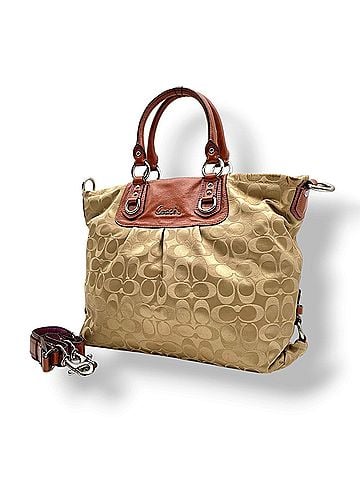 Coach COACH Ashley Signature Tote Bag, Beige/Brown Satin Canvas Leather, Women's Handbag/Shoulder Crossbody Silver Hardware, F15441 S18 (view 1)