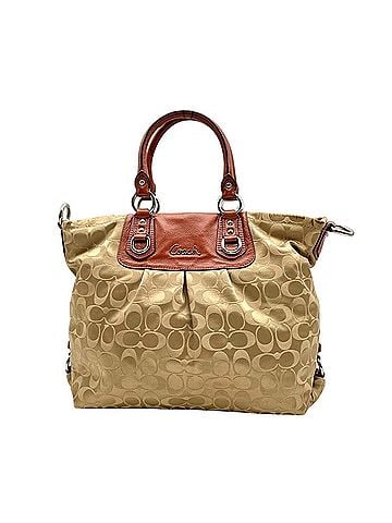 Coach COACH Ashley Signature Tote Bag, Beige/Brown Satin Canvas Leather, Women's Handbag/Shoulder Crossbody Silver Hardware, F15441 S18 (view 2)