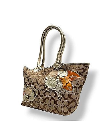 Coach COACH F16276 M1073-F16276 Signature Floral Applique Tote Bag Handbag Canvas Leather Beige Gold Flower Logo Shoulder Women's S49 (view 1)