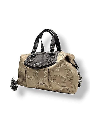 Coach COACH Ashley Y2K 00s Dot Op Art Satchel F20027 Handbag Shoulder Bag Beige Brown Canvas Patent Leather S76 (view 1)