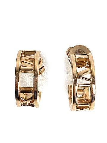 Tiffany & Co. TIFFANY&amp;Co. Tiffany &amp; Co. 18K Gold Atlas Logo Earrings, Au750 Pink Gold, for Men and Women. (view 1)