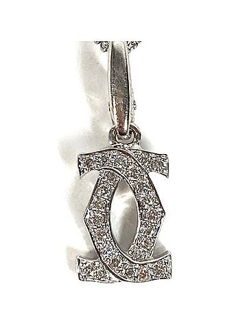 Cartier CARTIER Cartier 18K Gold 2C Logo Charm Pendant Top Necklace Accessory Chain Jewelry Diamond WG750 Men's Women's Silver (view 1)