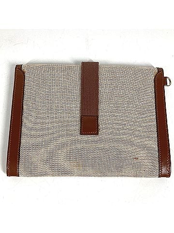 Hermès HERMES Vintage H Logo Bag, Second Handbag, Pouch, Flap Clutch Leather, Canvas, Men's, Women's, Beige (view 2)