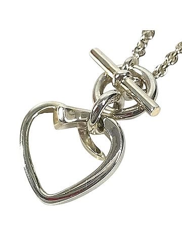 Hermès HERMES Hermes Sterling Silver 925 (SV925) Heart Logo Chain Necklace Accessory Jewelry AG925 Men's Women's (view 1)