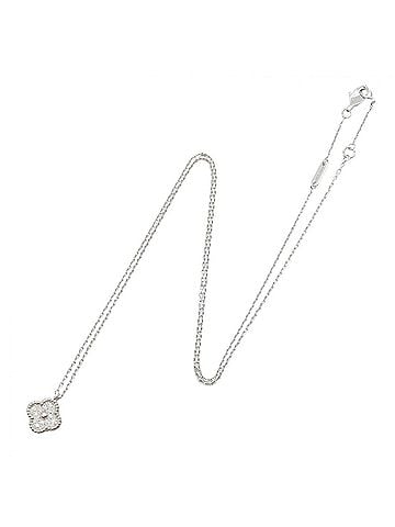 Van Cleef & Arpels Van Cleef &amp; Arpels Sweet Alhambra Diamond Necklace, 18K White Gold (18KWG), Diamond, Women's, Silver Tone, Clear VCARO85900 (view 2)