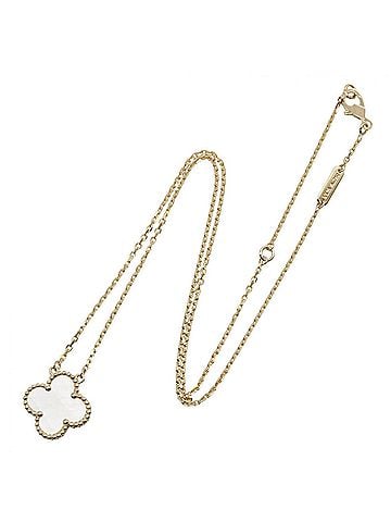Van Cleef & Arpels Van Cleef &amp; Arpels Vintage Alhambra Mother-of-Pearl Necklace, 18K (Yellow Gold), Mother-of-Pearl, Women's, Gold/White Tones, VCARA45900 (view 2)