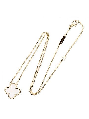 Van Cleef & Arpels Van Cleef &amp; Arpels Vintage Alhambra Mother-of-Pearl Necklace, 18K (Yellow Gold), Mother-of-Pearl, Women's, Gold/White Tones, VCARA45900 (view 2)