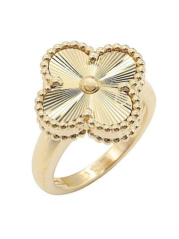 Van Cleef & Arpels Van Cleef &amp; Arpels Vintage Alhambra Guilloche Ring, 18K (Yellow Gold), Women's Gold Tone, VCARP61348 (view 1)