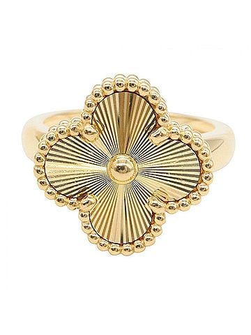 Van Cleef & Arpels Van Cleef &amp; Arpels Vintage Alhambra Guilloche Ring, 18K (Yellow Gold), Women's Gold Tone, VCARP61348 (view 2)