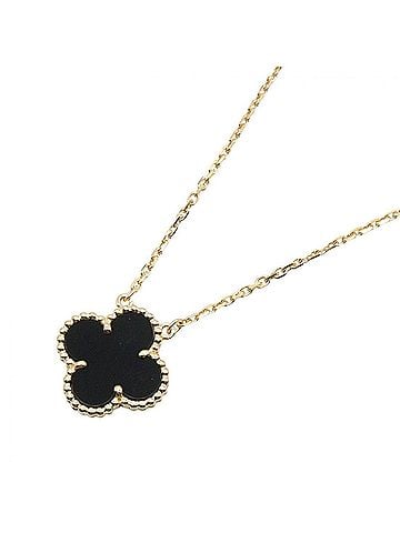 Van Cleef & Arpels Van Cleef &amp; Arpels Vintage Alhambra Onyx Necklace, 18K (Yellow Gold), Onyx, Women's, Gold/Black Tones (view 1)