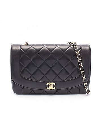 Chanel Chanel Matelassé Diana Flap Shoulder Bag/Handbag, Lambskin Leather, Women's, Black (A01165) (view 1)