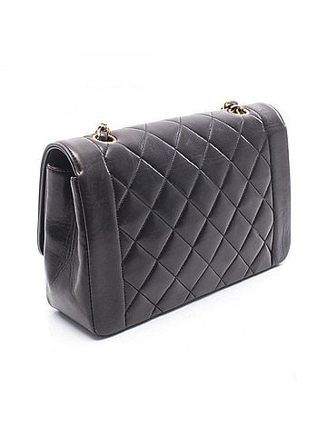 Chanel Chanel Matelassé Diana Flap Shoulder Bag/Handbag, Lambskin Leather, Women's, Black (A01165) (view 2)