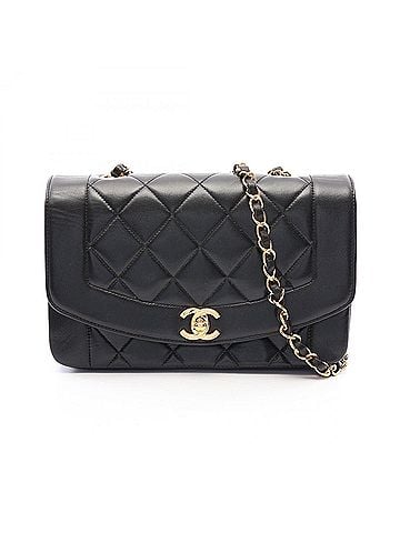 Chanel Chanel Matelassé Diana Flap Shoulder Bag/Handbag, Lambskin Leather, Women's, Black (A01164) (view 1)