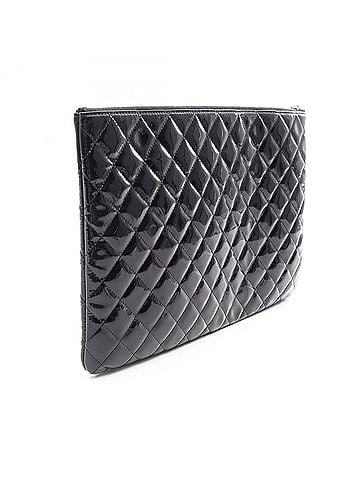 Chanel Chanel Matelassé Second Bag Clutch Handbag Patent Leather Women's Black (view 2)