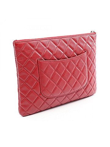 Chanel Chanel Matelassé Second Bag Clutch Handbag Caviar Skin (Grained Calfskin) Women's Red (view 2)