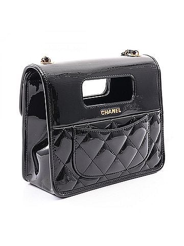 Chanel Chanel Matelassé Top Handle Mini Flap Bag, 2-Way Shoulder Bag/Handbag, Patent Leather, Women's, Black, AS4025 B10887 94305 (view 2)