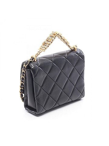 Chanel Chanel Matelassé Top Handle Shoulder Bag Handbag Leather Women's Black (view 2)