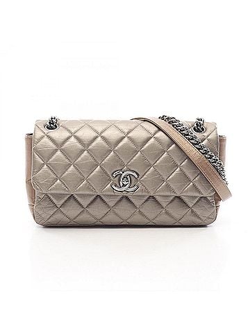 Chanel Chanel Matelassé Shoulder Bag/Handbag, Calfskin Leather, Women's, Brown/Gray (view 1)