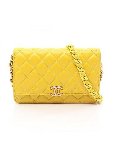 Chanel Chanel Matelassé Combination Hardware Shoulder Bag/Handbag, Lambskin Leather, Women's, Yellow (view 1)