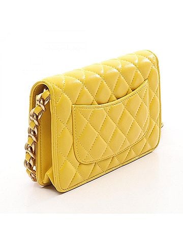Chanel Chanel Matelassé Combination Hardware Shoulder Bag/Handbag, Lambskin Leather, Women's, Yellow (view 2)