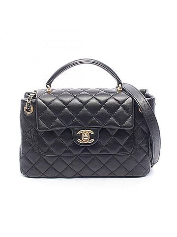 Chanel Chanel Matelassé Top Handle 2-Way Shoulder Bag/Handbag, Caviar Skin (Grained Calf) Leather, Women's, Black (view 1)