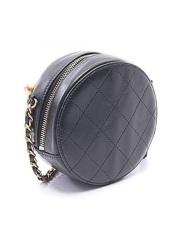 Chanel Chanel Matelassé Round Mini Shoulder Bag Handbag Leather Women's Black (view 2)