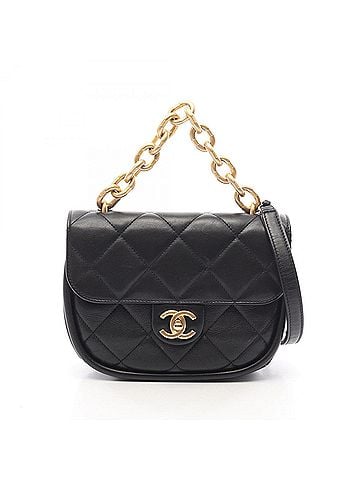 Chanel Chanel Matelassé 2-Way Shoulder Bag/Handbag, Lambskin Leather, Women's, Black (view 1)
