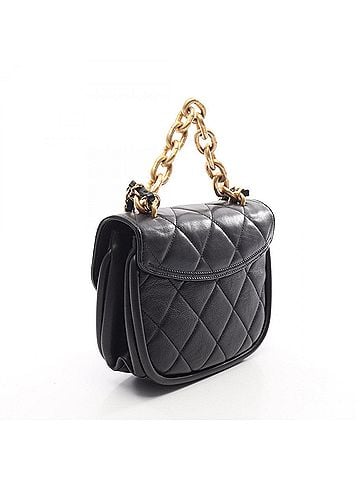 Chanel Chanel Matelassé 2-Way Shoulder Bag/Handbag, Lambskin Leather, Women's, Black (view 2)