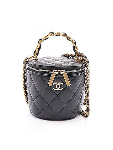 Chanel Chanel Matelassé Vanity Bag, 2-Way Shoulder Bag/Handbag, Leather, Women's, Black (view 1)