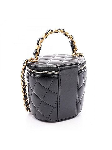 Chanel Chanel Matelassé Vanity Bag, 2-Way Shoulder Bag/Handbag, Leather, Women's, Black (view 2)