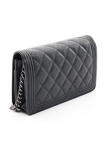 Chanel Chanel Boy Matelassé Shoulder Bag/Handbag, Caviar Leather (Grained Calfskin), Women's, Black, AP1117 (view 2)