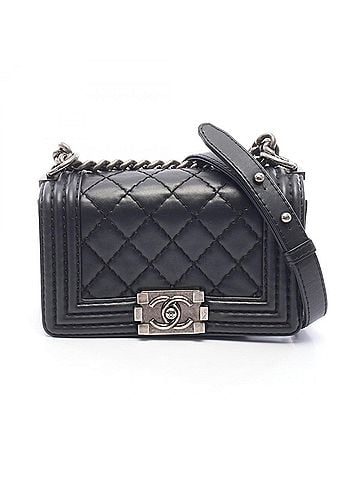 Chanel Chanel Boy Small Wild Stitch Shoulder Bag Handbag Leather Women's Black (view 1)