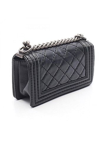 Chanel Chanel Boy Small Wild Stitch Shoulder Bag Handbag Leather Women's Black (view 2)