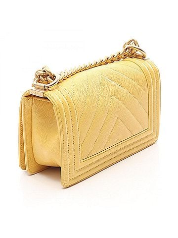 Chanel Chanel Boy Small Chevron V-stitch Shoulder Bag/Handbag, Caviar Leather (Grained Calfskin), Women's, Yellow (view 2)