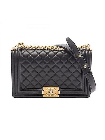 Chanel Chanel Boy Shoulder Bag/Handbag, Lambskin Leather, Women's, Black, A67086 (view 1)