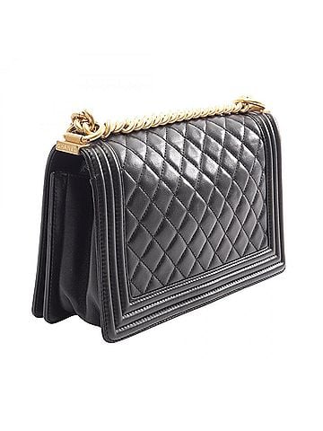 Chanel Chanel Boy Shoulder Bag/Handbag, Lambskin Leather, Women's, Black, A67086 (view 2)
