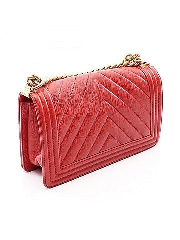 Chanel Chanel Boy Chevron V-stitch Shoulder Bag/Handbag, Caviar Leather (Grained Calfskin), Women's, Red (view 2)