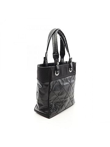 Chanel Chanel Paris Biarritz PM Tote Bag Handbag Leather Nylon Canvas Women's Black A34208 (view 2)