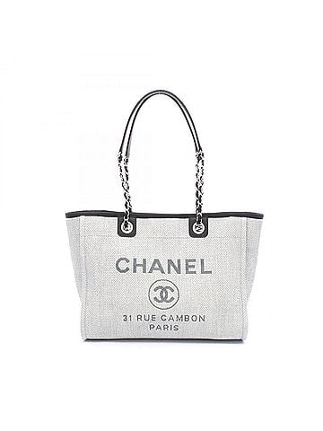 Chanel Chanel Deauville Tote Bag Handbag Leather Straw Women's Gray/Black A67001 (view 1)