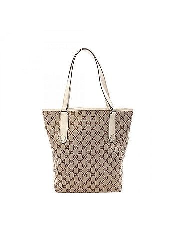 Gucci Gucci GG Canvas Tote Bag Handbag Leather Women's Beige/White 153009 (view 1)