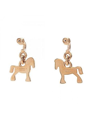 Hermès Hermes Cheval Grand Parade Earrings, Gold Plated (GP), Women's, Tone (view 2)