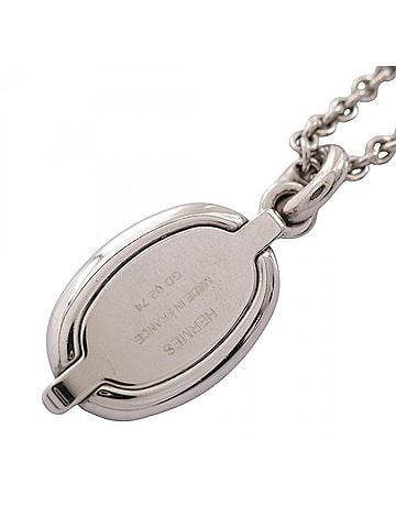 Hermès Hermes Chaine d'Ancre Mini Maillon PM Necklace, Metal Jewelry, Women's, Silver/Blue Tones (view 2)