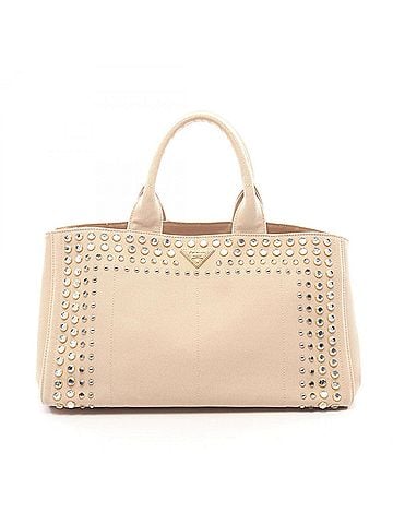 Prada Prada Canapa bejeweled tote bag/handbag, canvas, women's, beige. (view 1)