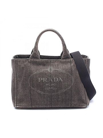 Prada Prada CANAPA 2-Way Tote Bag/Handbag, Denim, Women's, Black (view 1)