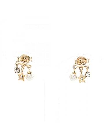 Christian Dior Christian Dior Dior Dio(r)evolution Earrings Jewelry GP (Gold Plated) Faux Pearl Rhinestone Women's Gold Tones White Clear (view 1)
