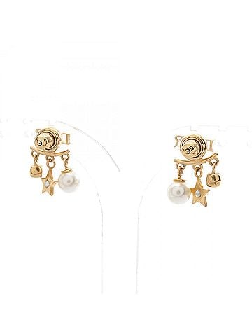 Christian Dior Christian Dior Dior Dio(r)evolution Earrings Jewelry GP (Gold Plated) Faux Pearl Rhinestone Women's Gold Tones White Clear (view 2)