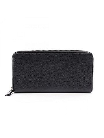 Prada Prada SAFFIANO 1 Round Zip Wallet, Saffiano Leather, Men's, Black, 2ML317 (view 1)